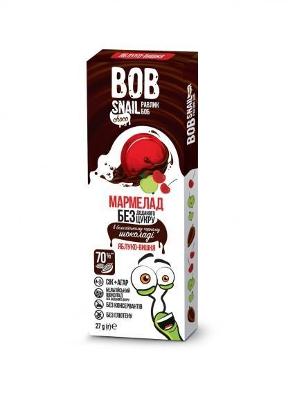 Мармелад BobSnail яблоко-вишня-бельгийский черный шоколад 27 г 
