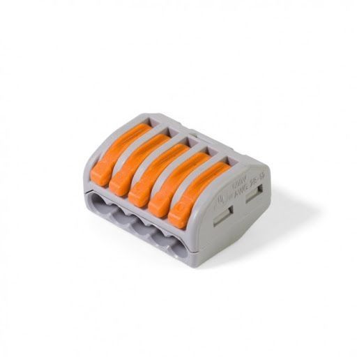 Клема швидкого монтажу WAGO 222-415 на 5 провідників з важелями 3 шт. сірий 