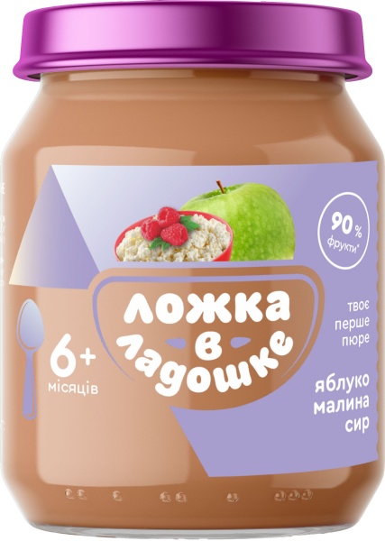 Пюре фруктовое Ложка в ладошке Яблоко-малина и творог 180 г 