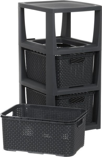 Комод пластиковий BranQ 1725 органайзер Rattan антрацит 510x296x241 мм
