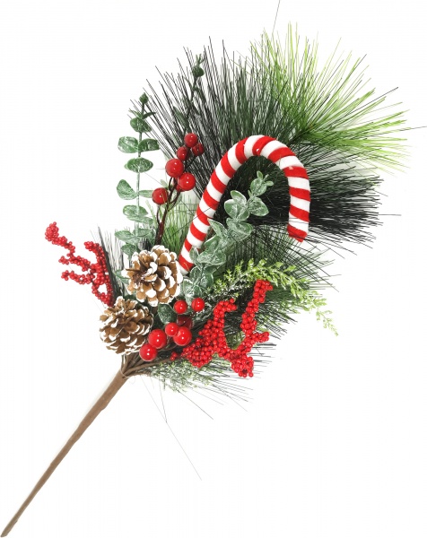 Декорація новорічна Dalian Everglory гілка хвойно-ягідна 60 см EYM20010A2 /EYM20010A5 