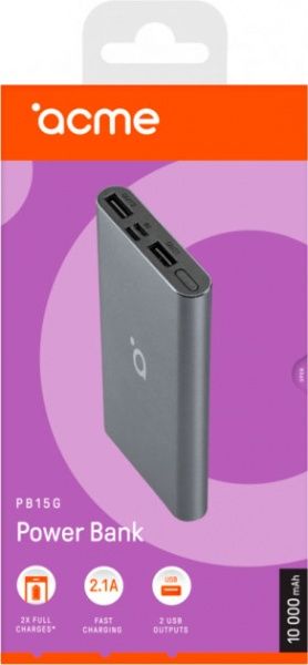 Внешний аккумулятор (Powerbank) Acme 10000 mAh grey (4770070879344) 