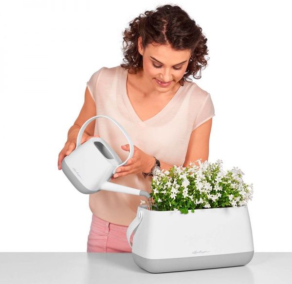 Кашпо Lechuza Yula квадратный белый/серый (13861) 