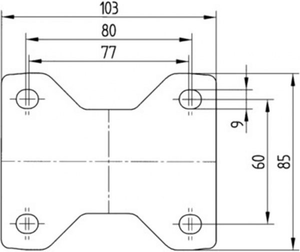 Опора колісна неповоротна 3478 UOR 100 P62 TENTE 