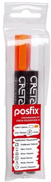 Комплект меловых маркеров 2 шт. (белый, оранжевый) CRETA COLOUR MIX # 4