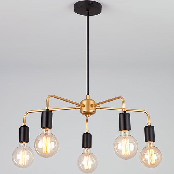 Люстра підвісна Strotskis Mikko 5x40 Вт E27 чорний/золото 70053/5 