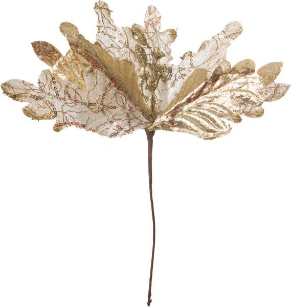 Декорация новогодняя Веточка пуансетии 28 см EY15966