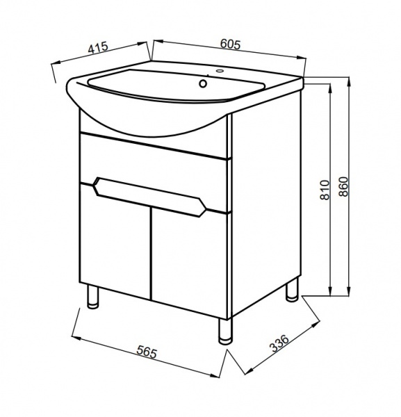 Тумба напольная Damixa с раковиной 60 см M43-FSX0601-WCC0602WG38 Palace Evo 2