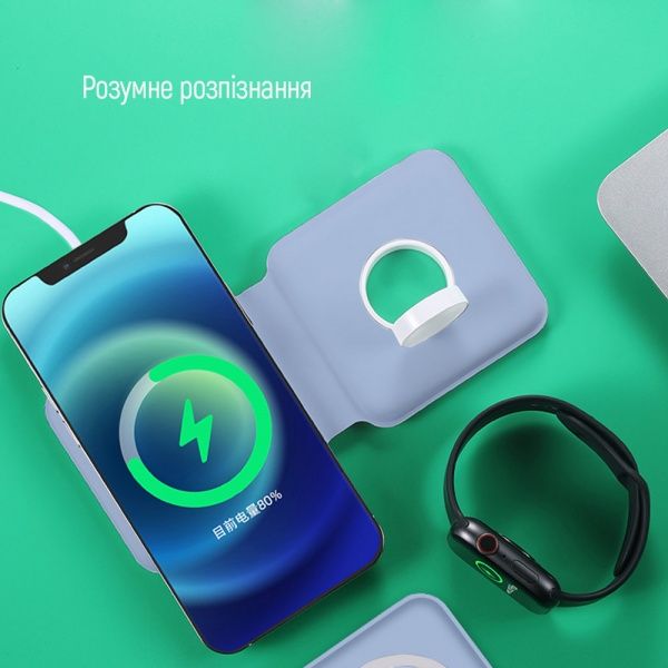 Беспроводное зарядное устройство ColorWay MagSafe Duo Charger 15W for iPhone синее (CW-CHW32Q-BL)