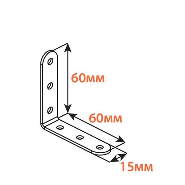 Кутник вузький Kolchuga рівносторонній 60x60x15 мм 2 мм