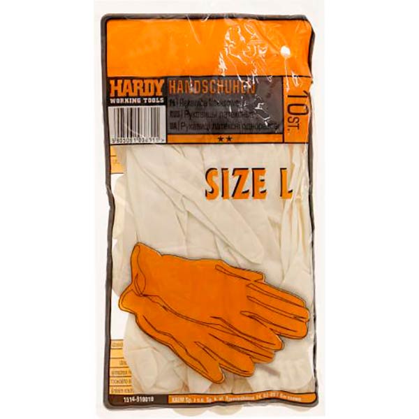 Перчатки одноразовые Hardy с покрытием латекс L (9) 10 пар 1514-910010