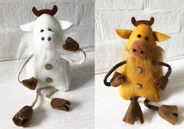 Сувенир текстильный Коровка Даша 15 см 