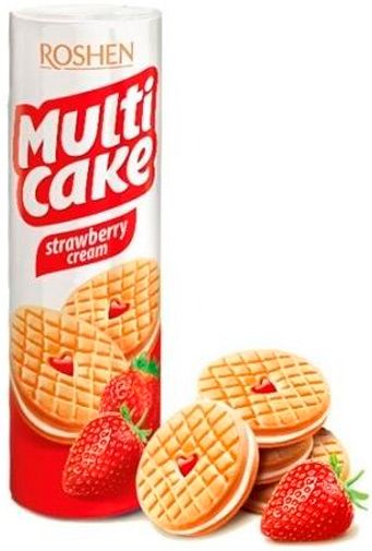 Печиво Roshen Multicake з начинкою полуниця-крем (4823077609091) 195 г 