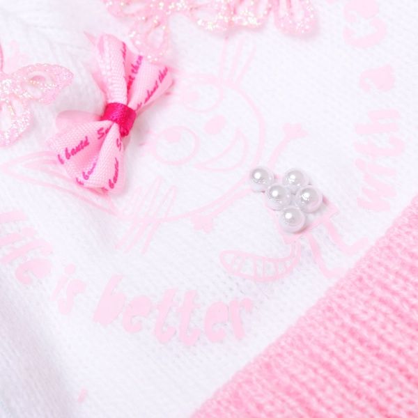 Шапочка детская для девочки Luna Kids р.36 белый с розовым 2105 