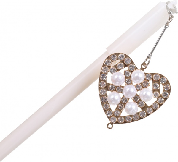 Ручка гелевая Жемчужное сокровище сердце белая 