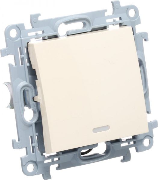 Вимикач одноклавішний Simon 10 з підсвіткою 10 А 250В кремовий CW1L.01/41