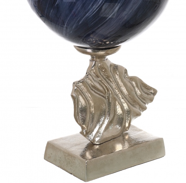 Ваза PANACHE Pacifica 47 см темно-синій із білим/нікель 