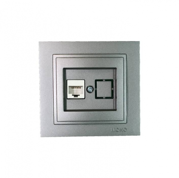 Розетка компьютерная с заземлением Mono Despina IP20 антрацит 102-242405-125