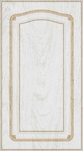 Фасад для кухні Грейд Біла текстура супермат №205 патина золото 713x396 Ріміні правий