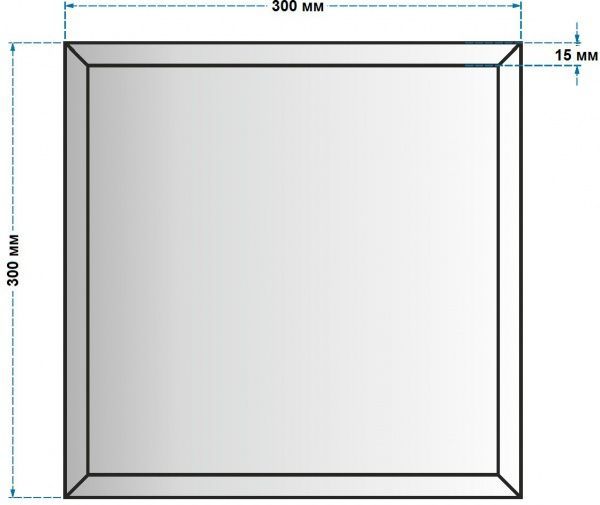 Плитка дзеркальна UMT ПФС 300*300 (квадрат-срібло-фацет) 