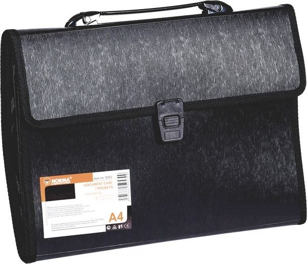 Портфель А4, 3 отд., РР, черный, 5053 NORMA