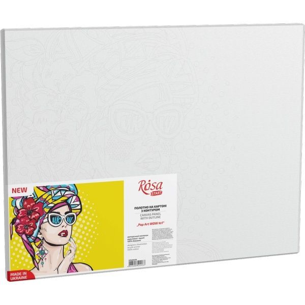 Полотно на картоні з контуром PopArtWOW 1 30х40 см Rosa Start 