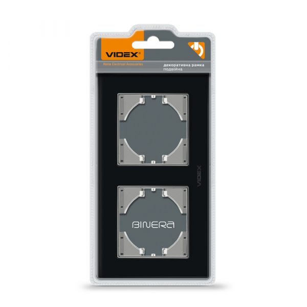 Рамка двухместная Videx Binera горизонтальная черное стекло VF-BNFRG2H-B