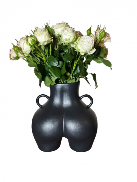 Ваза керамическая Nana ceramics Ким 25 см черный муар 