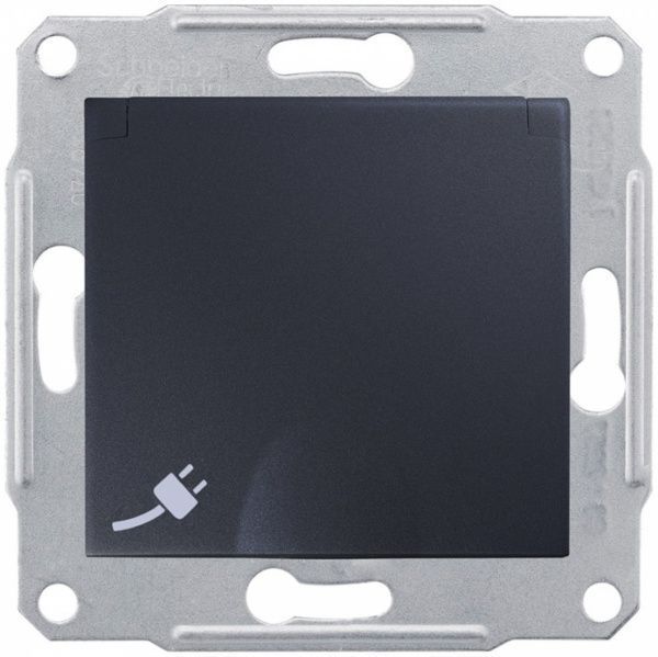 Розетка с заземлением Schneider Electric Sedna 16 А 250 В с крышкой графит SDN3100170