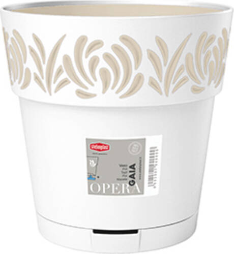 Горшок пластиковый Stefanplast Opera Gaia круглый 3,2 л белый/травертин (88400) 