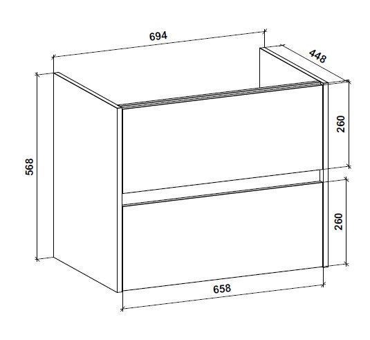 Тумба подвесная Water House Preference N2 70 МДФ цемент хаки под умыв.Амальфи 70