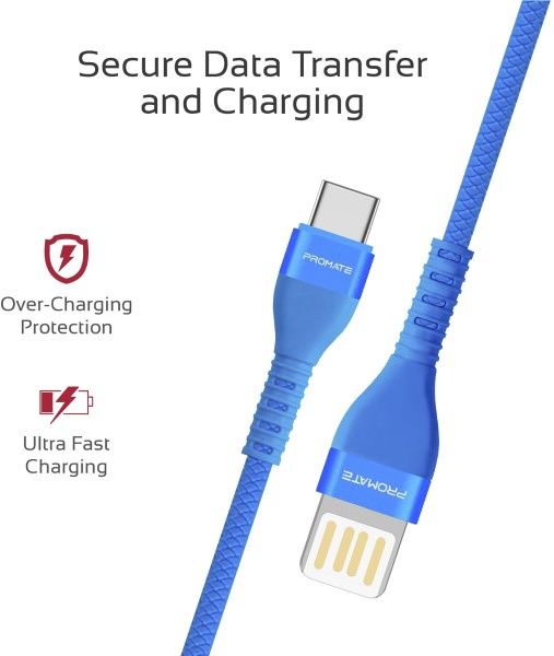 Кабель Promate Vigoray-C USB - USB Type-C 1,2 м синий (vigoray-c.blue) 