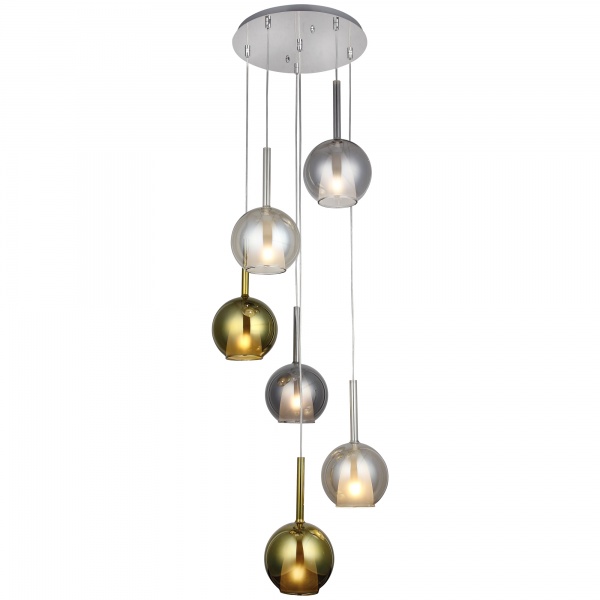 Люстра подвесная Vio Concept by LUCEA Fanza 6x40 Вт Е27 хром 1481-51-06 