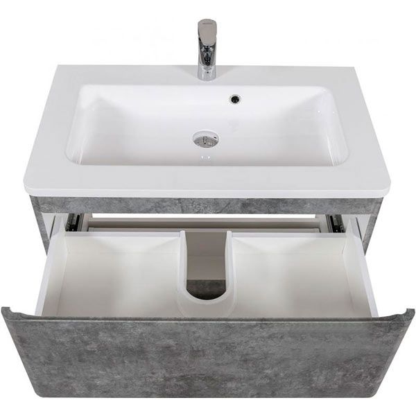 Тумба напольная Aqua Rodos Акцент серый мрамор с умывальником Альфа 80