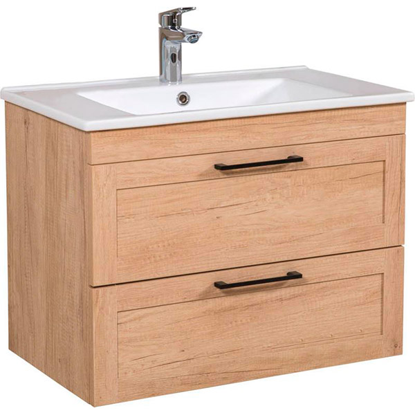 Тумба підвісна ScandiSPA Inari дуб небраска з умивальником Arte 75 см