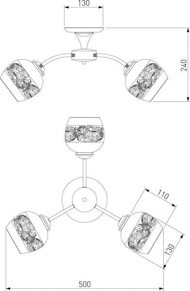 Люстра стельова Strotskis Cheryl 30118/3 3x60 Вт E27 антична бронза 