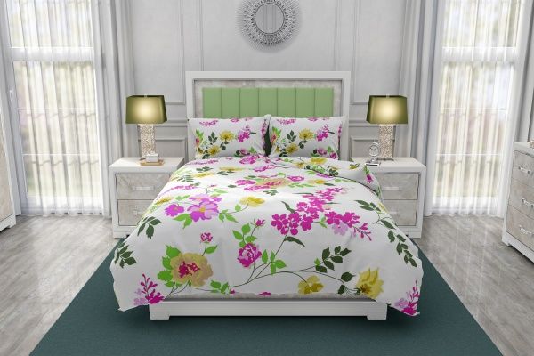 Комплект постільної білизни Мальва 1,5 білий із принтом Rigel