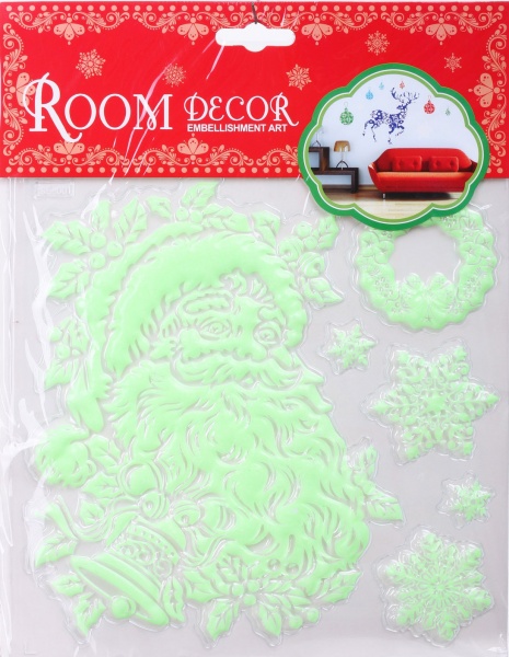 Наклейка декоративна силіконова флуоресцентна мікс (6 дизайнів) в асортименті 91419-PN 21x20 см