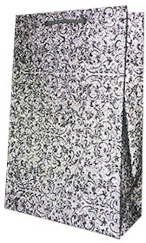 Пакет подарочный 25,5x17x7 см текстурный серебряный с узором