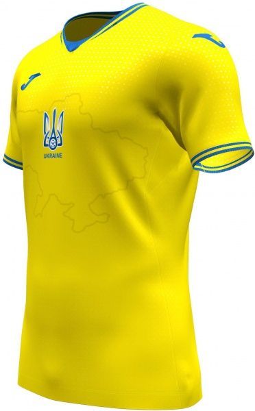 Футболка форми збірної України 2021 Joma FED. FUTBOL UCRANIA SHORT SLEEVE T-SHIRT AT102404A907 р. 2XL жовтий