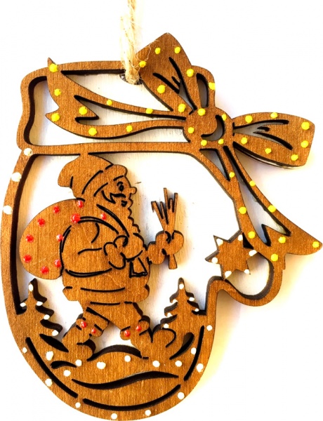 Подвеска Оберег Дед Мороз 9,5 см золотой 1220343