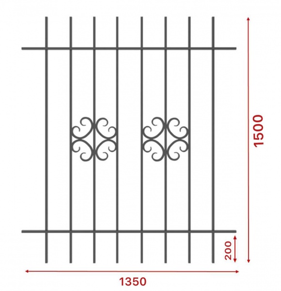 Решітка на вікно Укрітарм 1350х1500 мм (304/5)