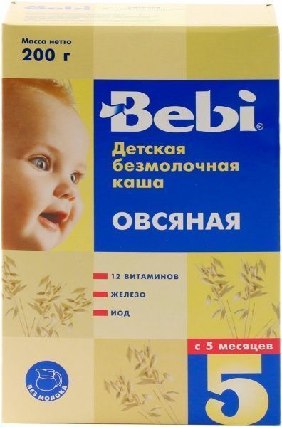 Каша безмолочна Bebi від 5 місяців вівсяна 3838471016483 200 г 
