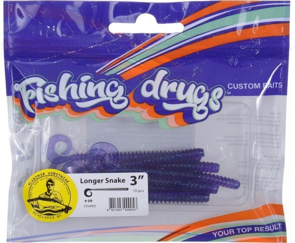 Приманки для ловли рыбы Лонгер Снейк 76 мм 10 шт. виолет