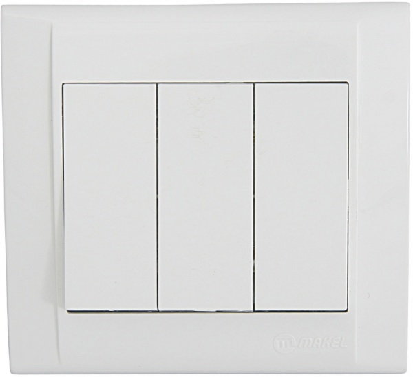 Выключатель трехклавишный Makel Defne без подсветки белый 42001091