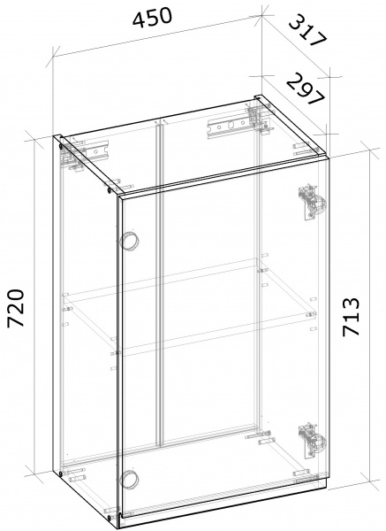 Шкаф верхний МС Джетта 45х72х31,7 см, белый бриллиант/дуб сонома Грейд