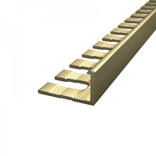Кутник для плитки АЛЮПРО зовнішній гребінка алюміній 10 мм 2,71м золото 