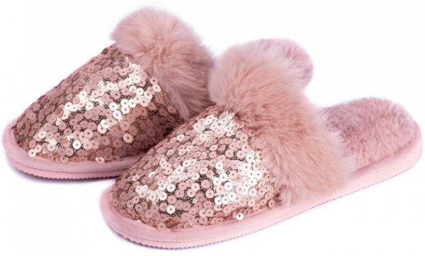 Тапки домашние Twins HS-LUX паетки р.38/39 пудра 