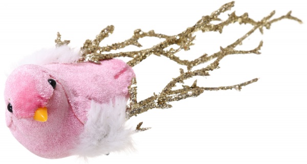 Декоративна новорічна фігура Пташка на кліпсі YZH502220 19х7х5 см 