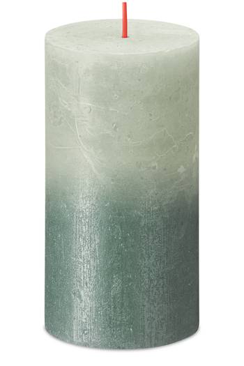 Свеча Рустик столбик SUNSET 130/68 зелено-синяя Bolsius